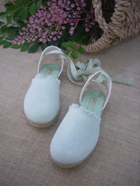 Girl's Salvia Linen espadrille with ribbons - Image 4