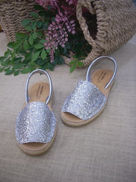 Girl Silver Glitter Menorcan sandals - Image 3