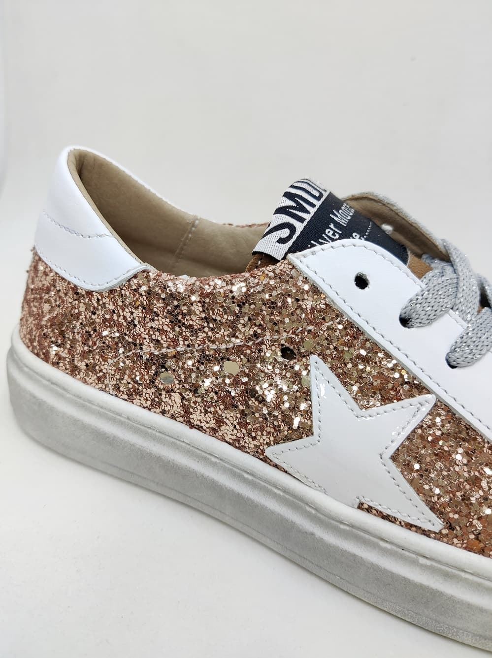Golden Star Sneakers in Glitter Nude and Mink - Image 2