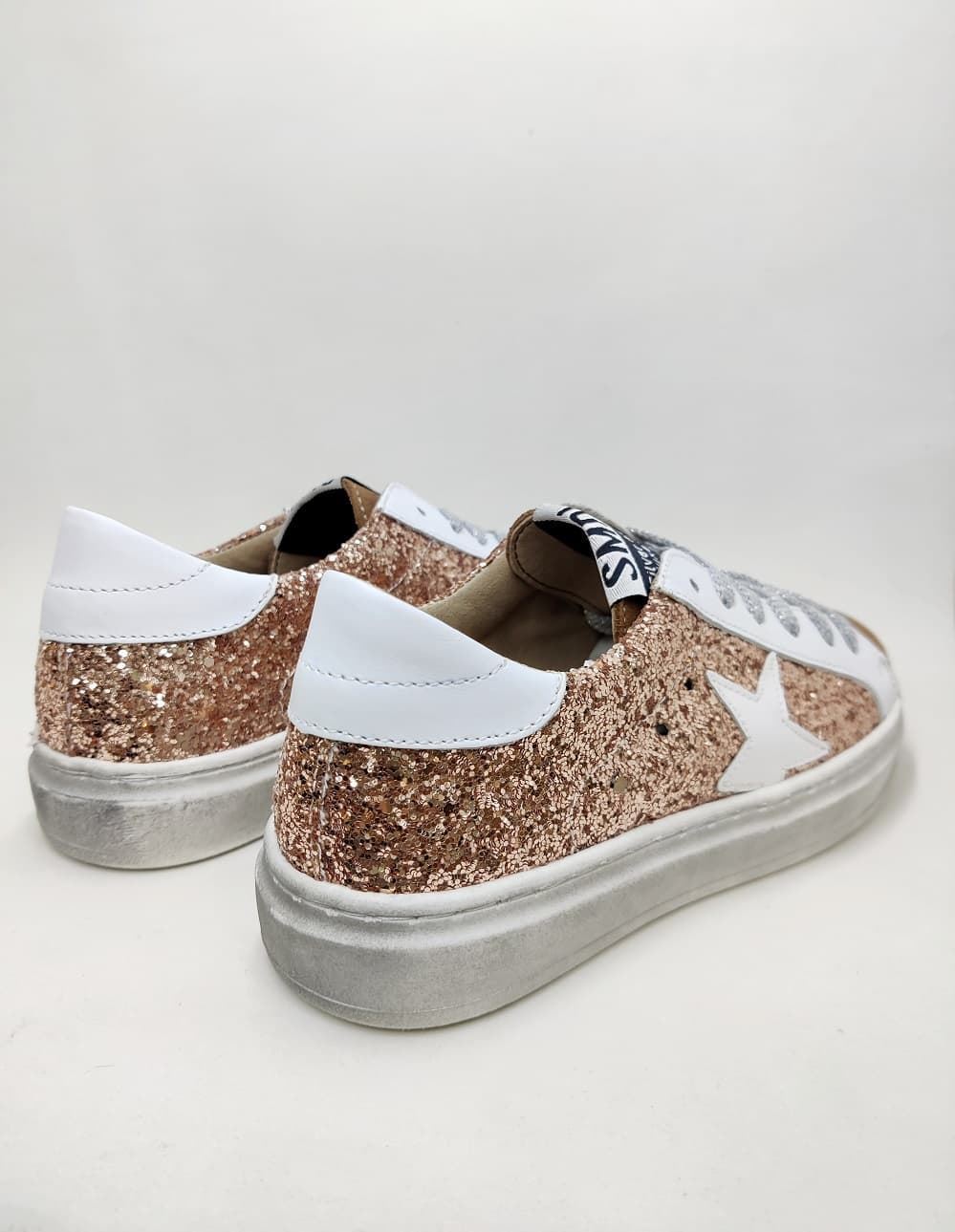 Golden Star Sneakers in Glitter Nude and Mink - Image 3