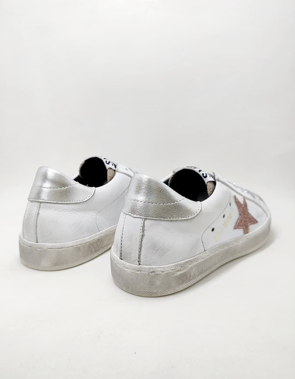 Golden Star White Glitter Pink leather sneakers - Image 4