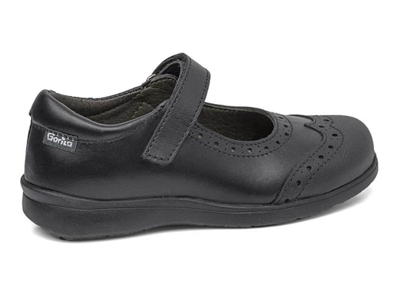 Gorilla Girl's Black School Shoe with Toe Cap - Image 2
