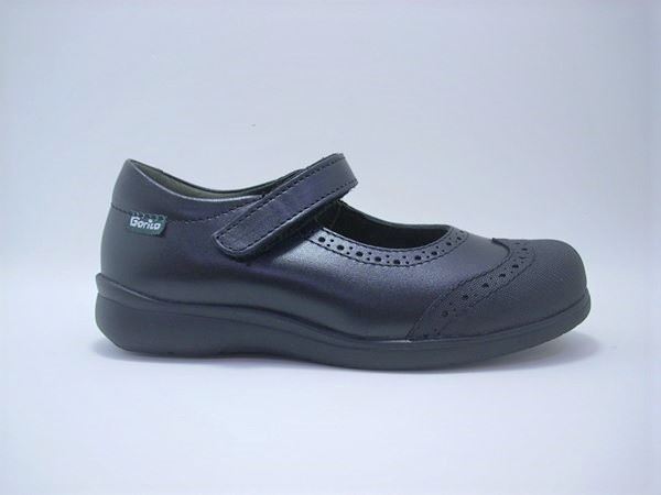 Gorilla Girl's Black School Shoe with Toe Cap - Image 3