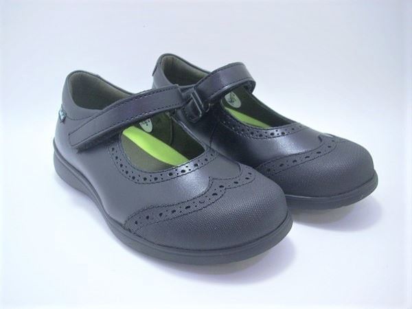 Gorilla Girl's Black School Shoe with Toe Cap - Image 5