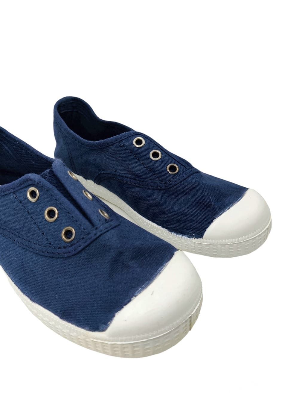 La Cadena Children's Navy Canvas Sneakers with Toe Cap - Image 4