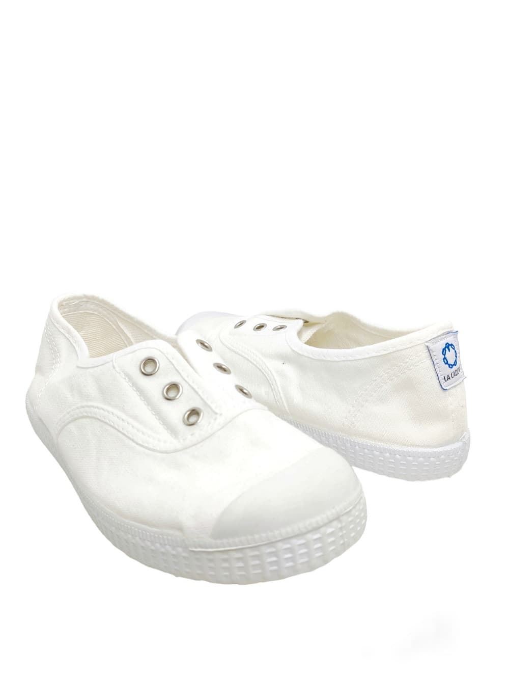 La Cadena Children's Sneakers White Canvas with Toe - Image 1