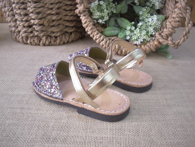 Multicolor Glitter Velcro Menorcan Sandals - Image 3