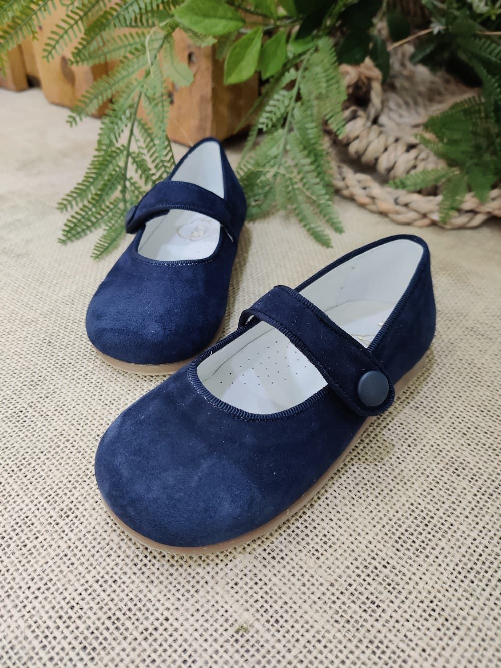 Pirufin Mary Janes for baby girls in Navy Blue suede - Image 5
