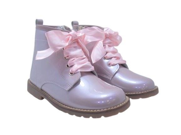 Pirufin Pink Patent Leather Girl Ankle Boots - Image 1