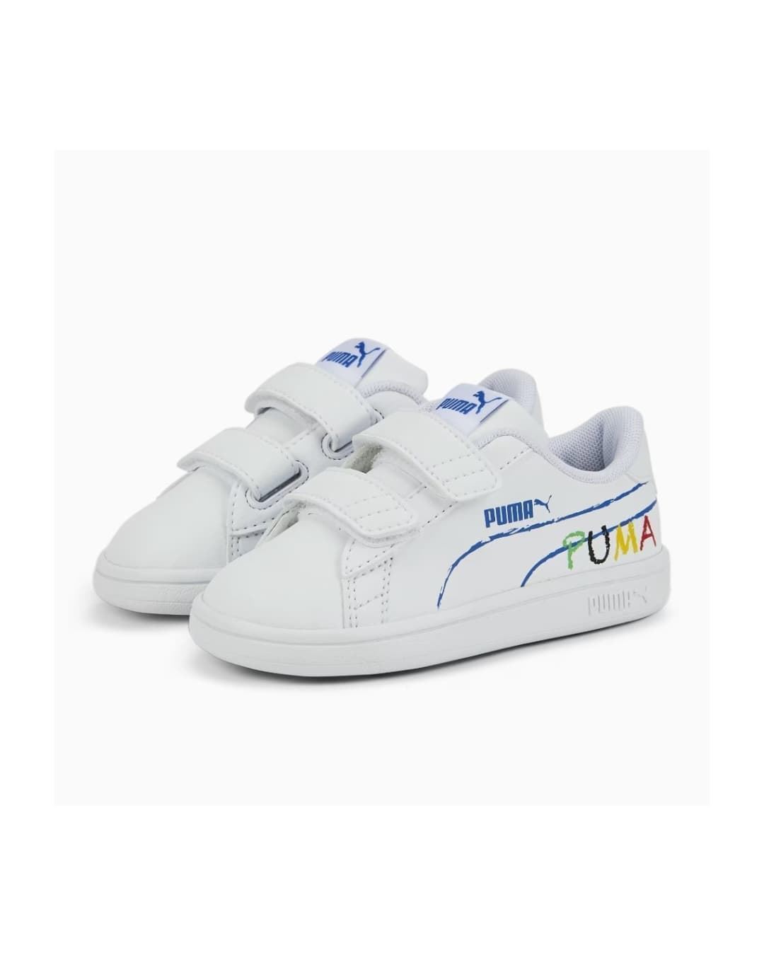 Puma Smash School White Sneakers for Kids - Image 2