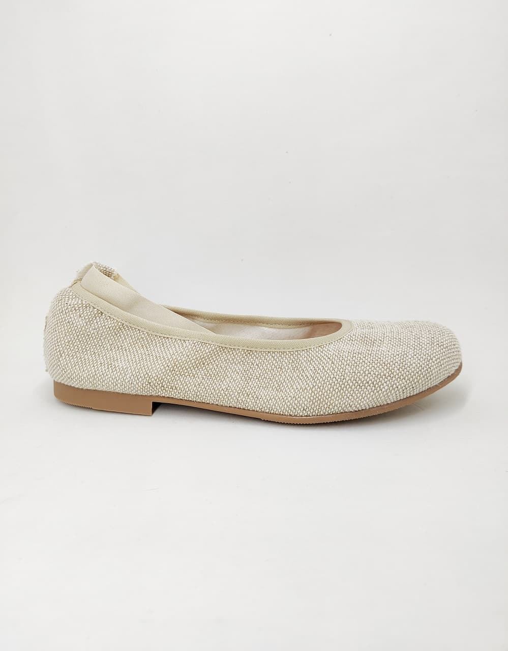 Ruth Secret Ballerinas in Rustic Linen with ribbons - Image 1
