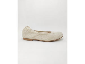 Ruth Secret Ballerinas in Rustic Linen with ribbons - Image 1
