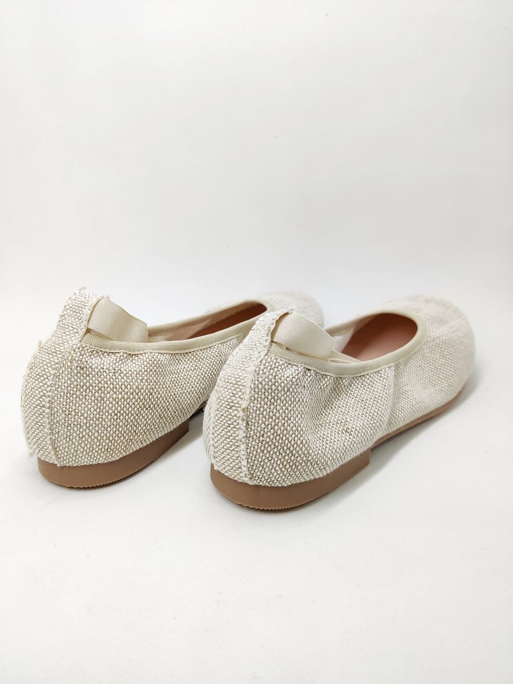 Ruth Secret Ballerinas in Rustic Linen with ribbons - Image 5
