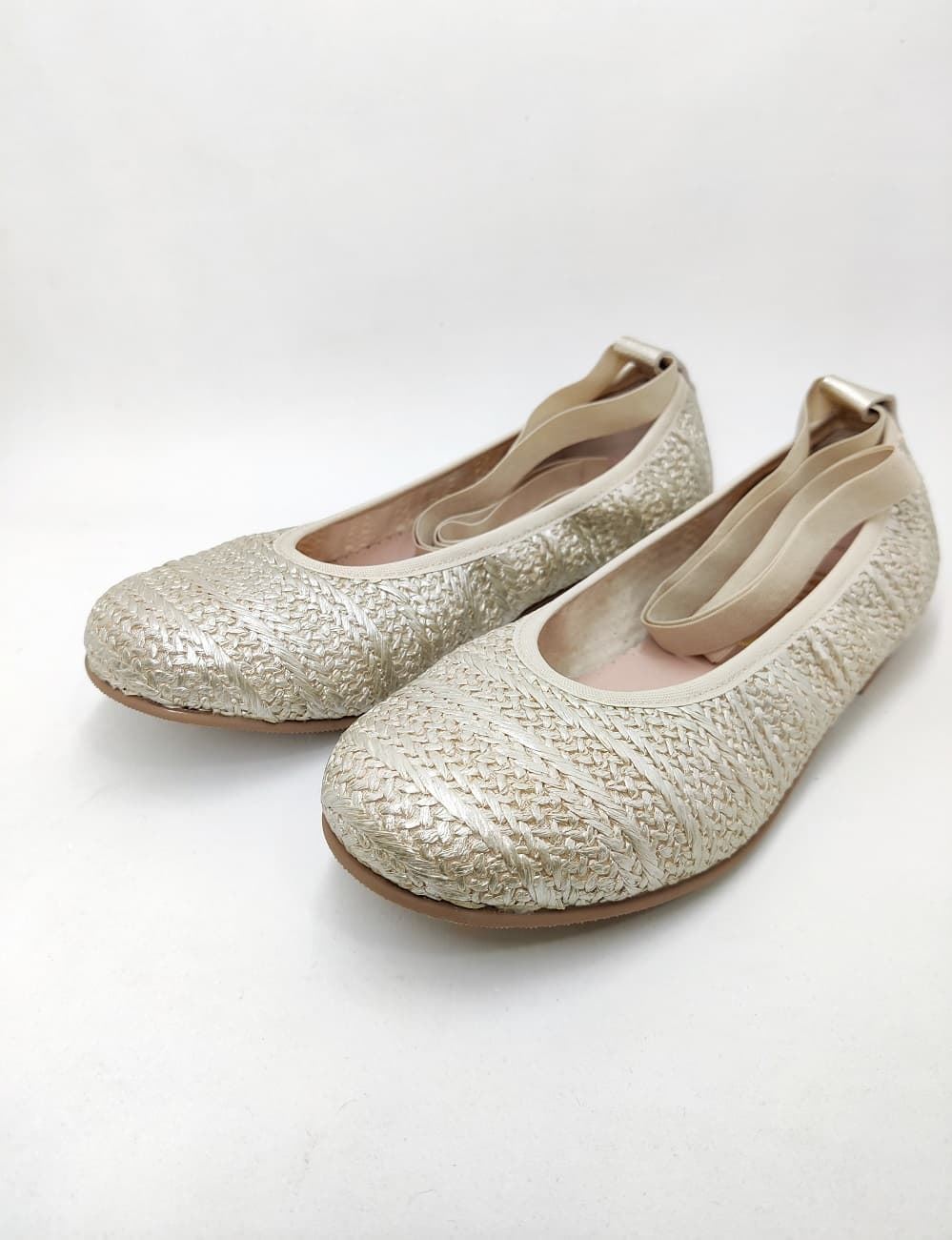 Ruth Secret Champagne Braided Leather Ballerinas - Image 2