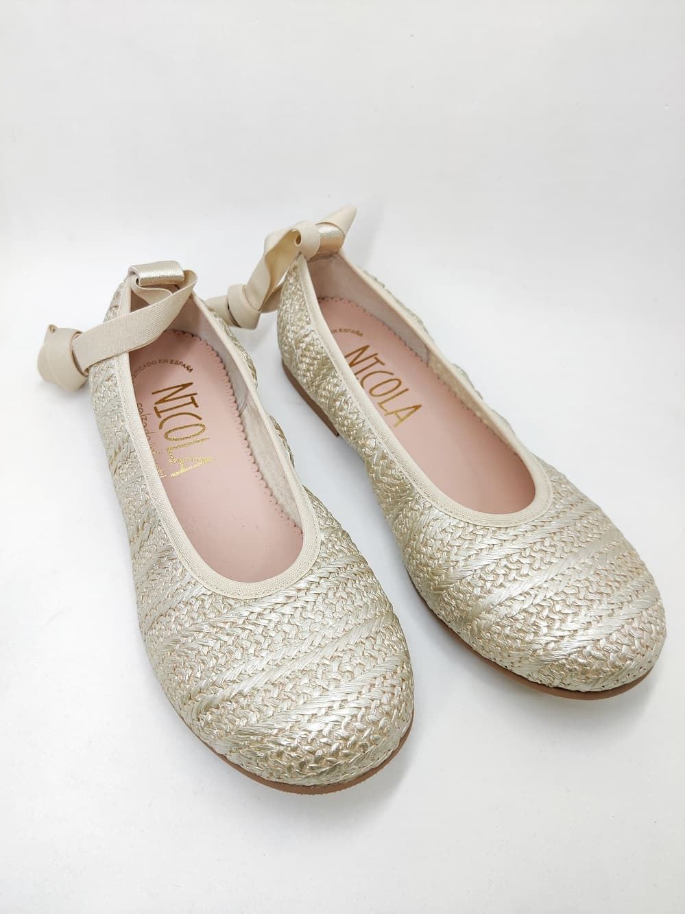 Ruth Secret Champagne Braided Leather Ballerinas - Image 4