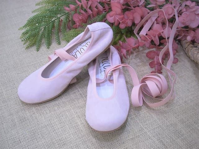 Ruth Secret Girl Ballerinas Pink Suede with Ribbons - Image 3