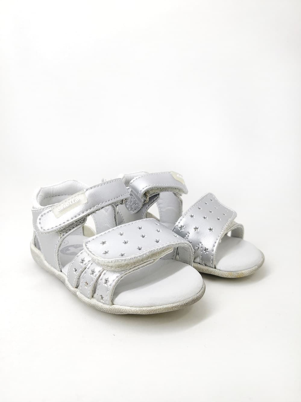 Silver sandals for baby girl with velcro - Image 2
