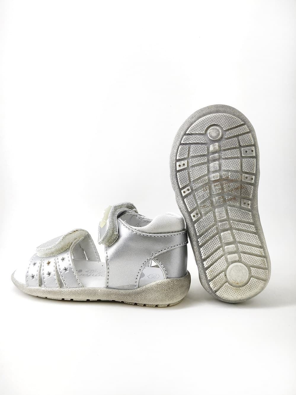 Silver sandals for baby girl with velcro - Image 4