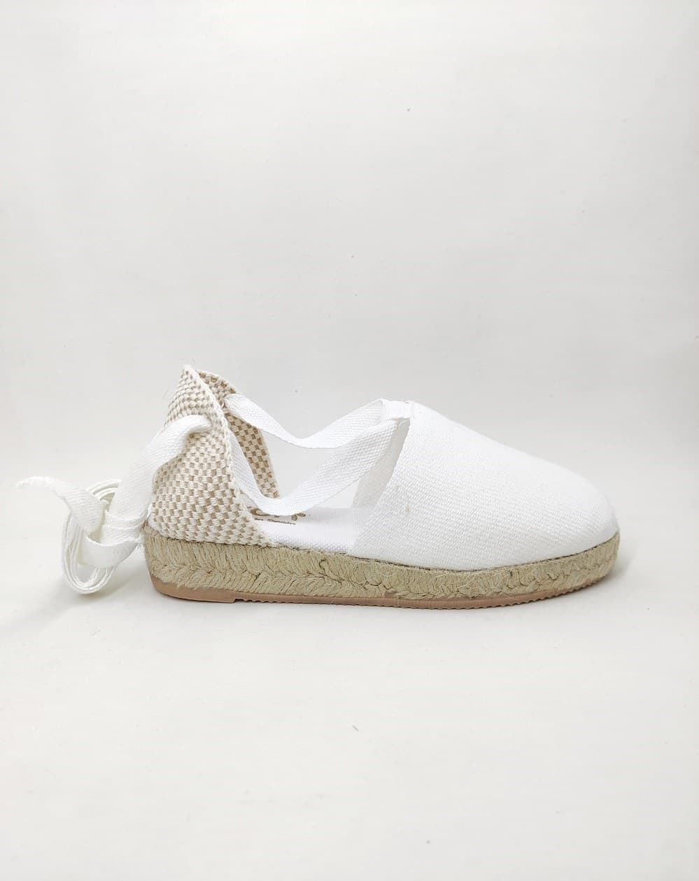 White wedge espadrilles with ribbons for girls and women - Image 1