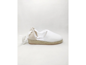 White wedge espadrilles with ribbons for girls and women - Image 1