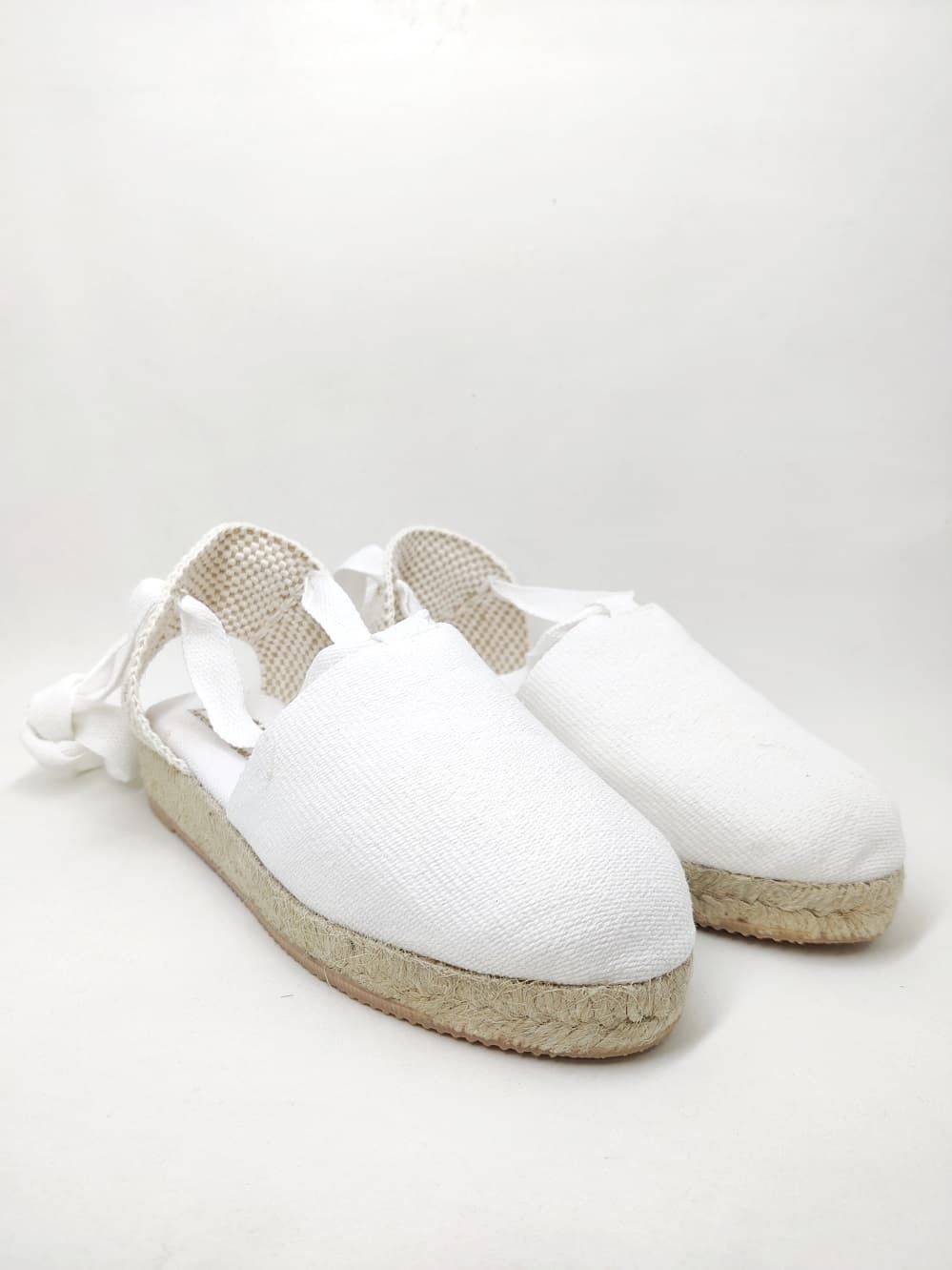 White wedge espadrilles with ribbons for girls and women - Image 2