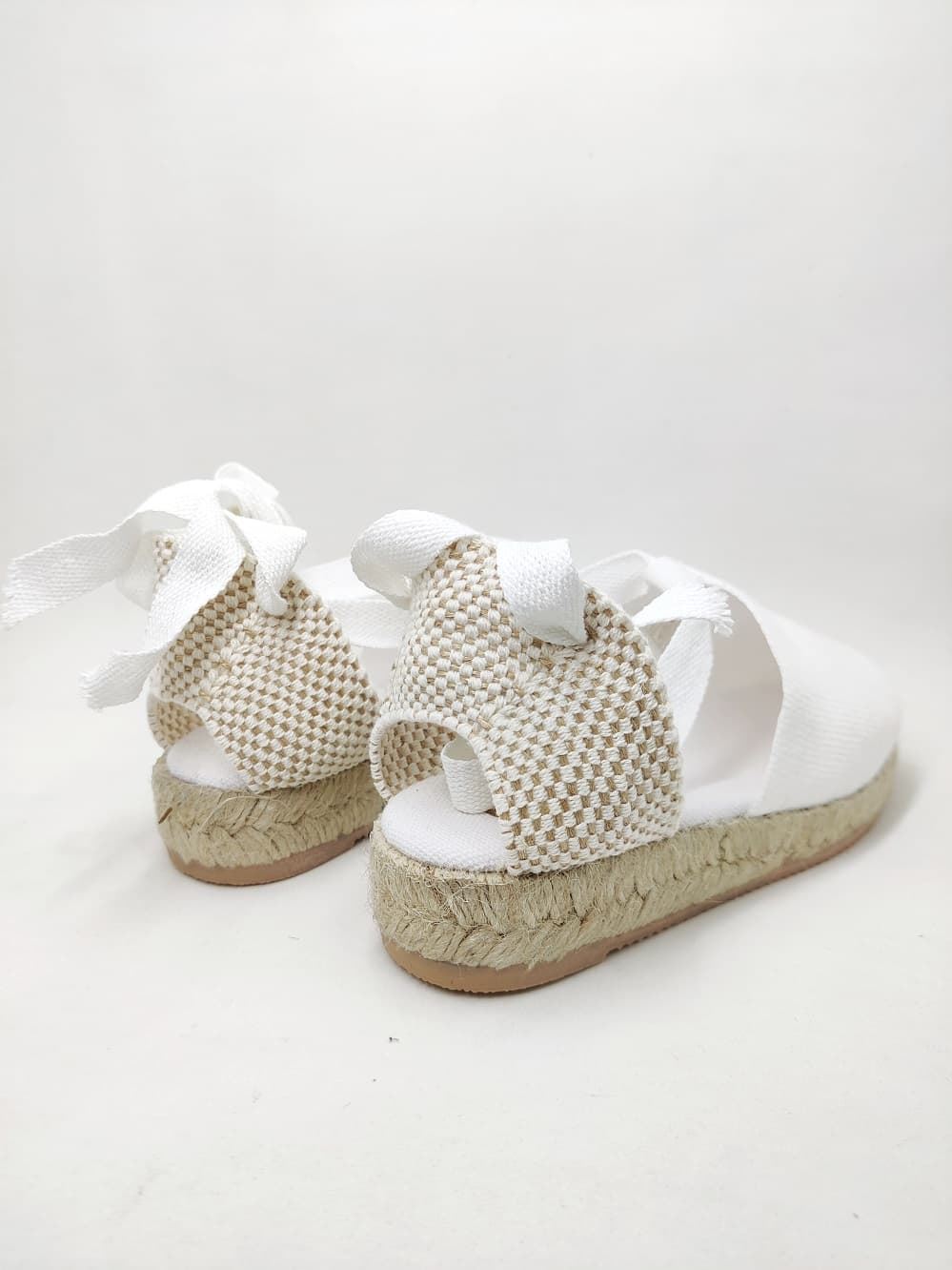 White wedge espadrilles with ribbons for girls and women - Image 3