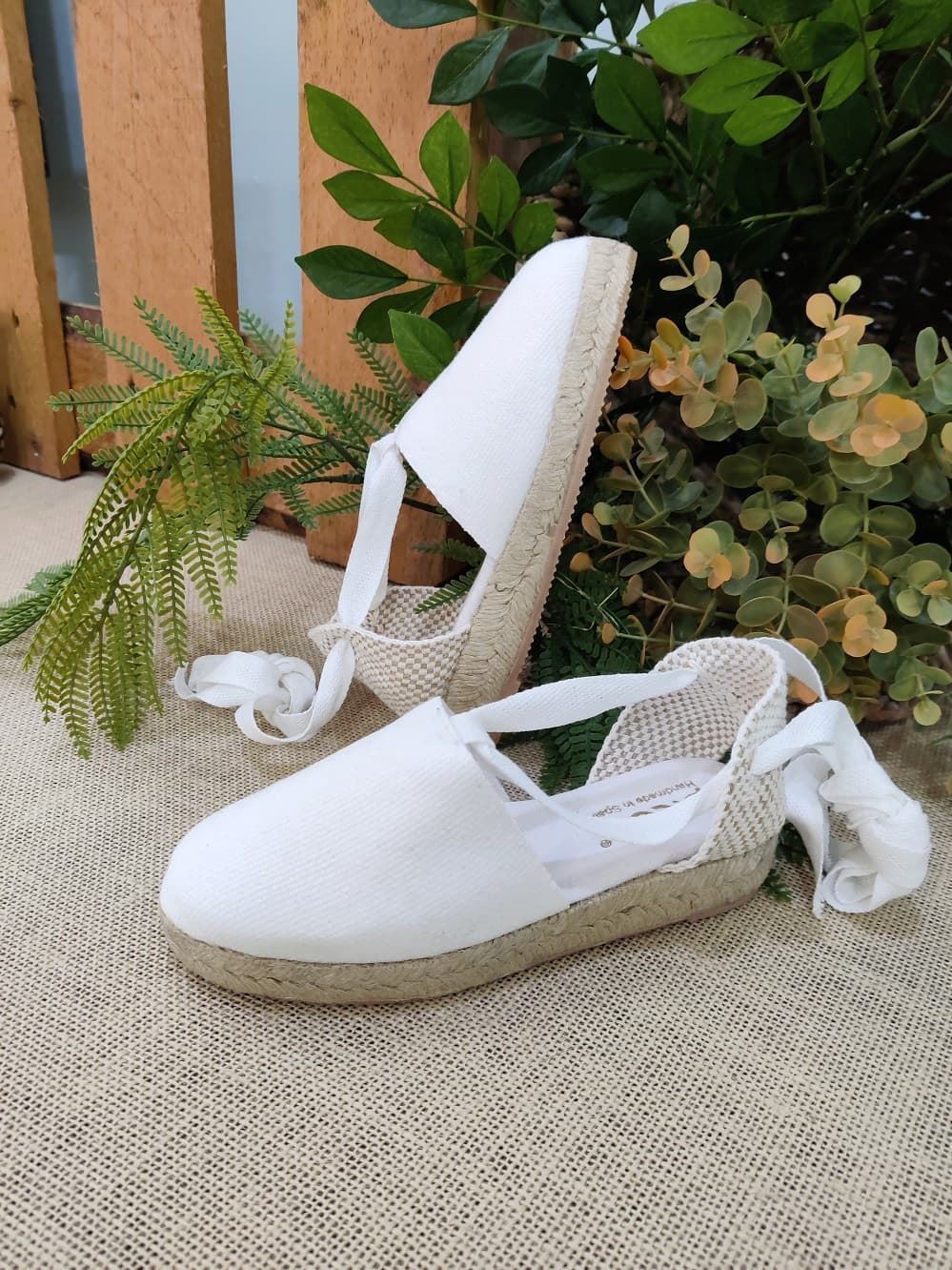 White wedge espadrilles with ribbons for girls and women - Image 5