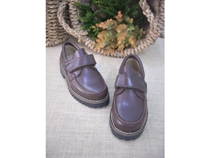 Náuticos para niños piel Marrón con Velcro - Imagen 2