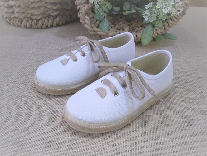 Vulpeques Zapatillas Yute niño Lino Blanco - Imagen 4